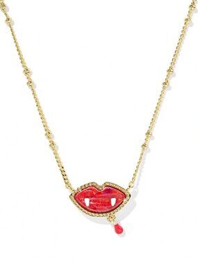 NEW Gold Kendra Scott Reversible Vampire Short Pendant Necklace Halloween  NWT
